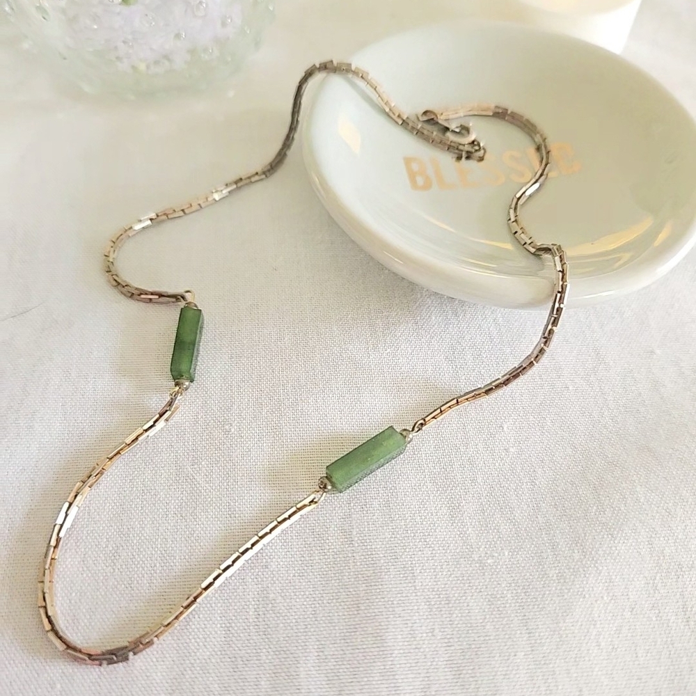 Vintage Necklace W/Rectangular Jade Sticks
